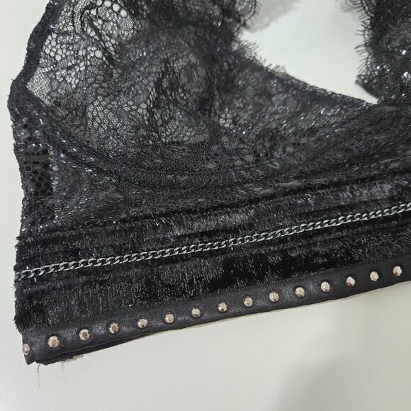 Victoria's Secret Shimmer Halter‎ Lace Bralette in Black - Size Small - Picture 3 of 8